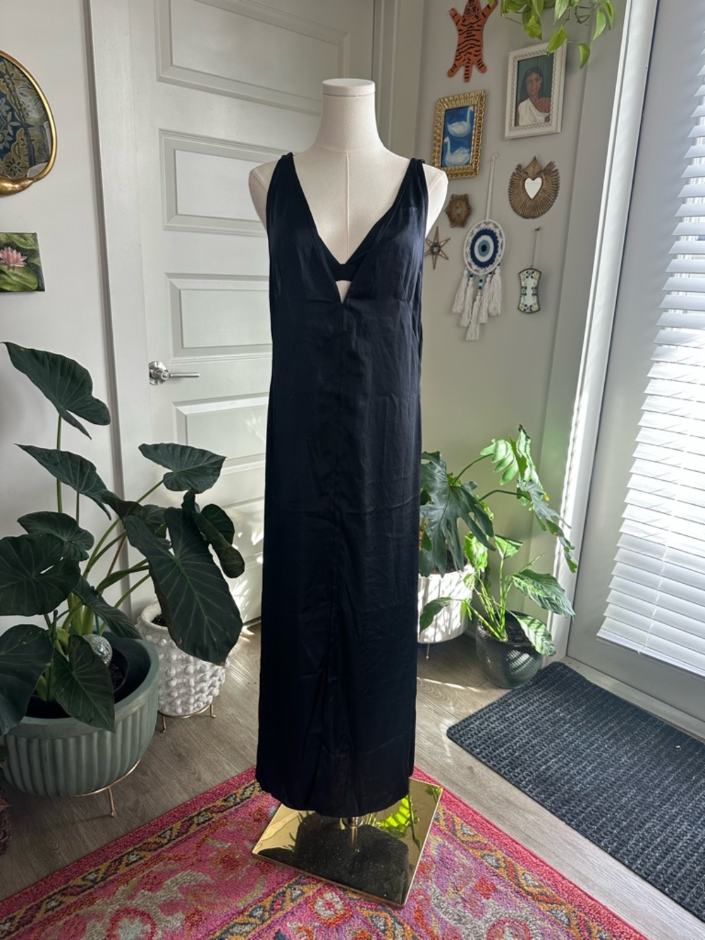 Theory Navy Silk Two Piece Dress